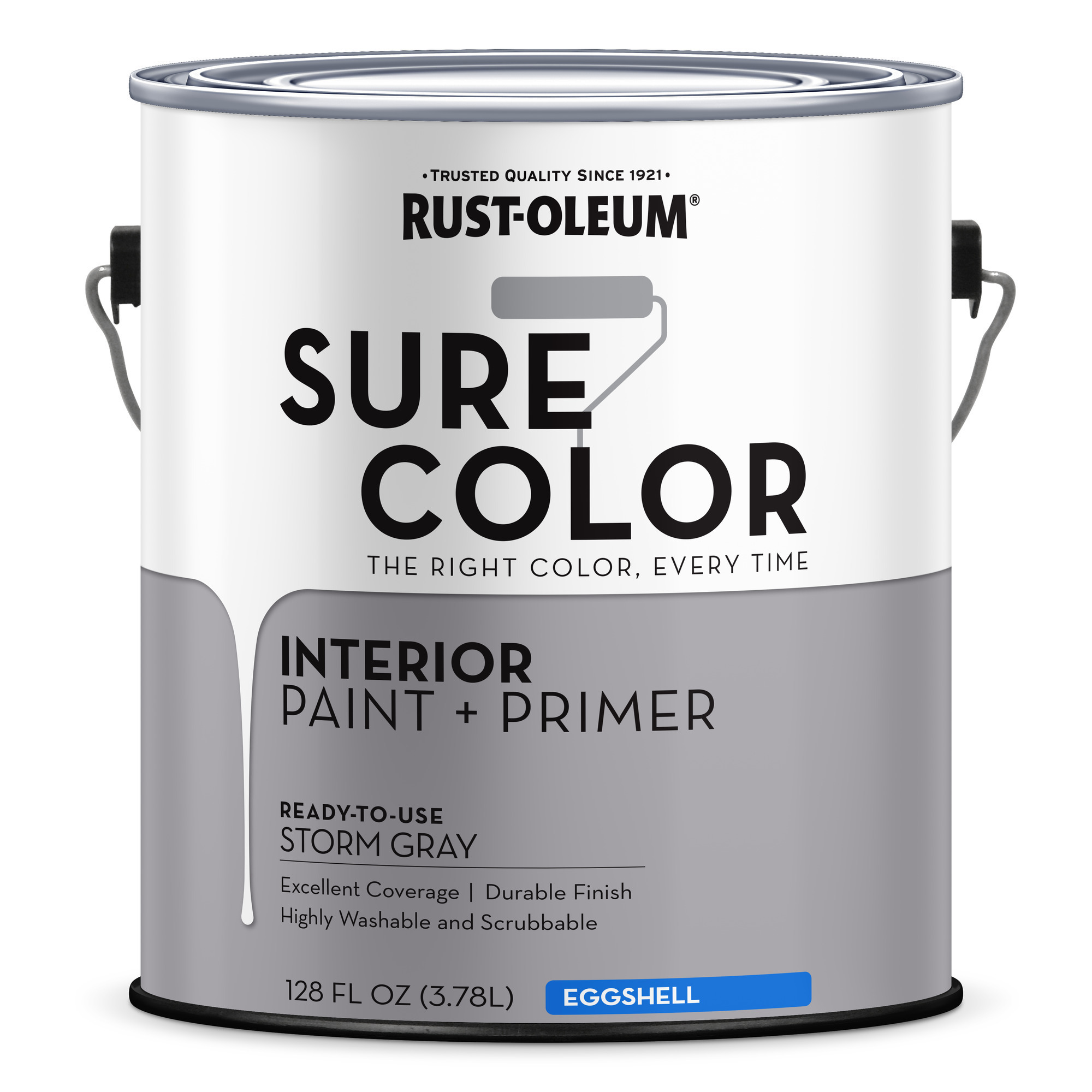 Rust-oleum, Interior Wall Paint, Storm Gray, Eggshell, 1G, 2PK, Container Size 1 Gallon, Color Storm Gray, Application Method Nap roller or brush, Model# 380224DS